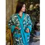 Ladies Green Leaf Print Cotton Dressing Gown, thumbnail 2 of 5