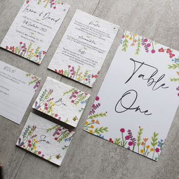 Wildflower Recycled Paper Plantable Wedding Invitations, 10 of 12