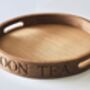 Personalised Round Oak Butlers Tray, thumbnail 5 of 7