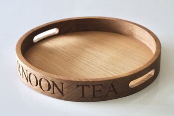 Personalised Round Oak Butlers Tray, 5 of 7