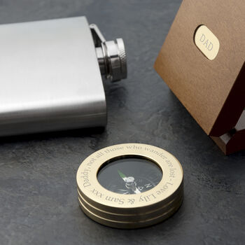 Personalised Father's Day Brass Compass With Wooden Box, 3 of 3