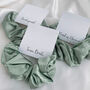 Bridesmaid Sage Green Satin Scrunchie, thumbnail 1 of 2