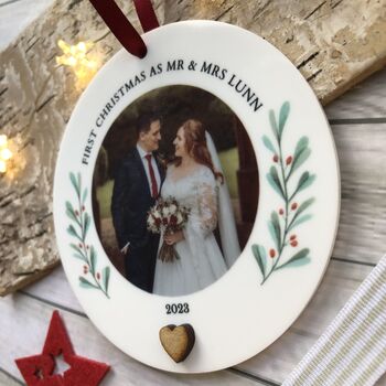 Personalised First Christmas Married Photo, 2 of 4