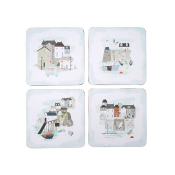 Set Of Four Harbourside Cork Coasters | Gift For Home, 2 of 4