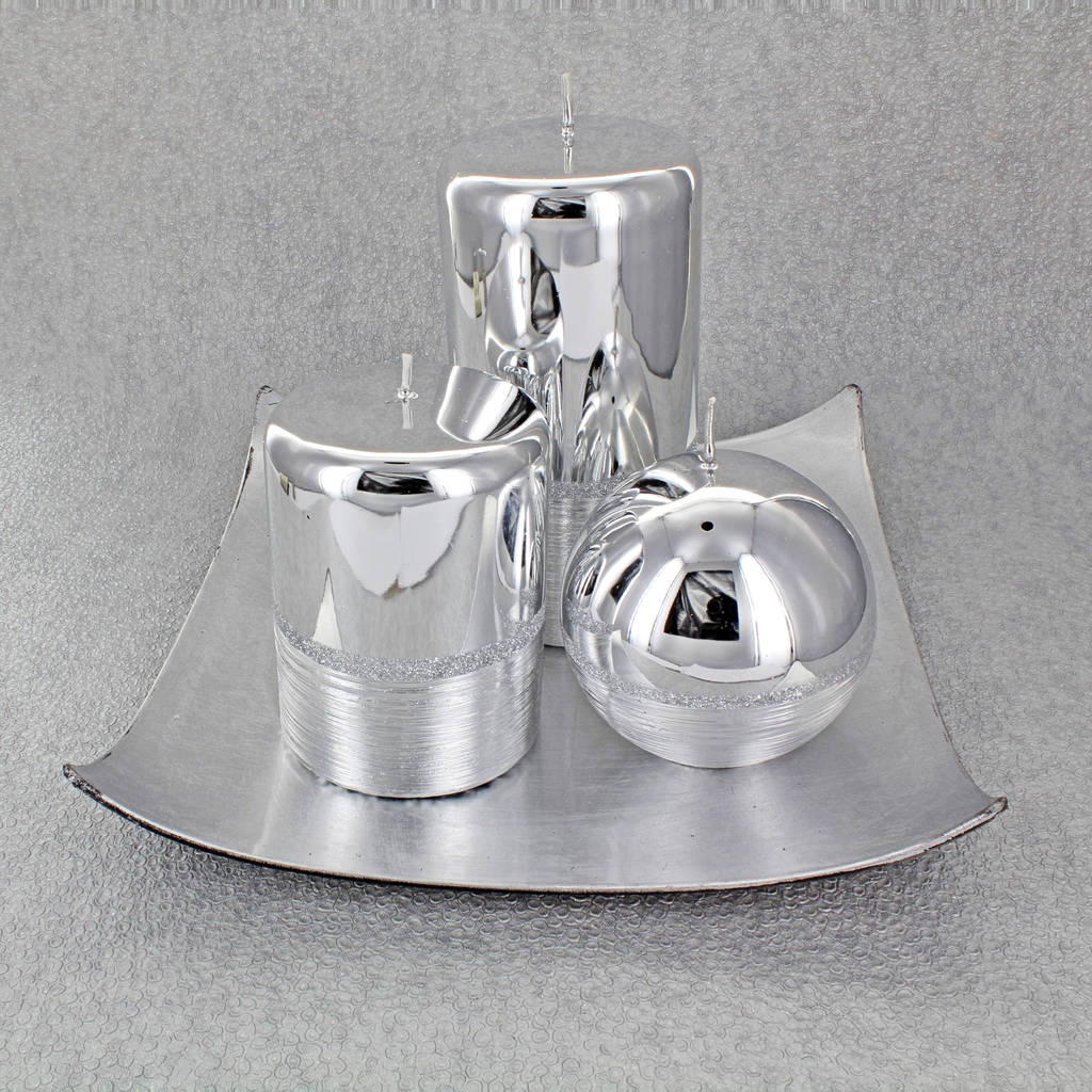 Silver Glass Effect Candle By G Decor