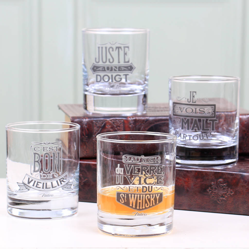 set of four french country whisky tumblers by dibor ...