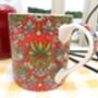 Jumbo Mug In Red Strawberry Thief Design, thumbnail 3 of 8