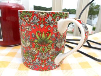 Jumbo Mug In Red Strawberry Thief Design, 3 of 8