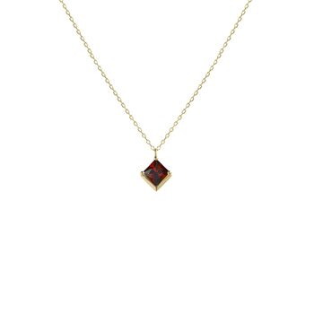 Yellow Gold Pendant Birthstone Necklace January Garnet, 5 of 6