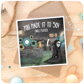 Funny 50th Birthday Greeting Card Husband Wife Friend Sister Brother Dad 50 Dark Sarcastic Cheeky Humour, 2 of 6