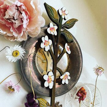 Hand Painted Wooden Cherry Blossom Wall Hanging, 4 of 6