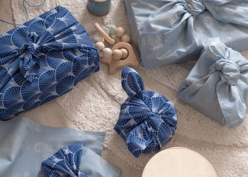 Fabric Gift Wrap Reusable Furoshiki Indigo And Sky, 6 of 7