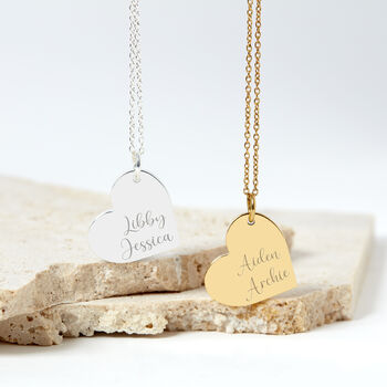 Personalised Couples Names Gold Plated Heart Necklace, 4 of 11