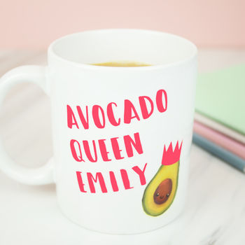Personalised 'Avocado Queen' Name Mug, 2 of 3