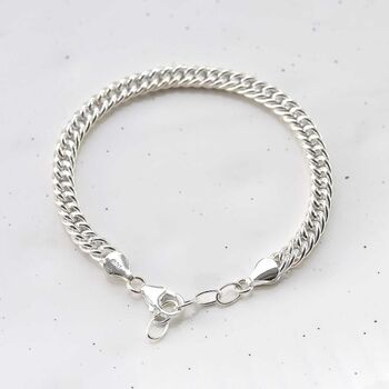 Sterling Silver Round Curb Bracelet, 3 of 4