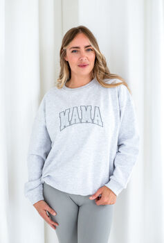 Ladies' Varsity Style Embroidered Mama Sweatshirt Jumper, 6 of 12