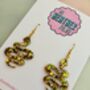 Snake Glitter Resin Earrings / Gothic Serpent Jewellery / Medusa Aesthetic Earrings / Snake Lovers Gift, thumbnail 4 of 6