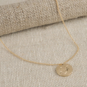 Medium Classic Solid Gold Disc Initial Necklace, 3 of 12
