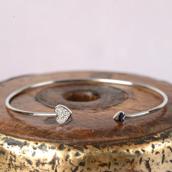 Sterling Silver Diamantè Heart Bracelet, 7 of 9