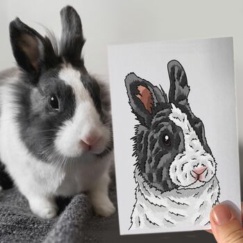 Personalised Rabbit Half Portrait Print, 2 of 11