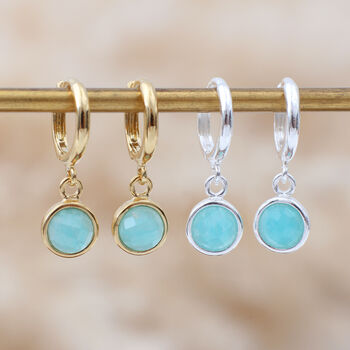18ct Gold Plated Or Silver Semi Precious Hoop Earrings, 3 of 9