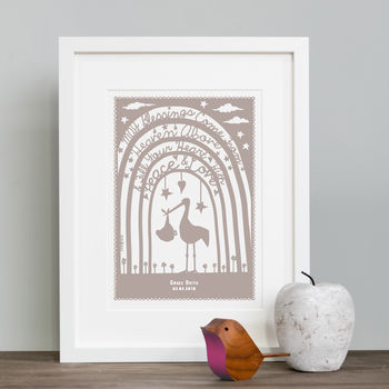 Personalised New Baby 'Papercut Style' Print, 2 of 5