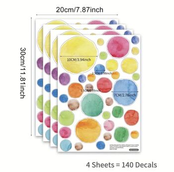 Multicoloured Polka Dot Wall Decal Stickers, Removable, 5 of 5