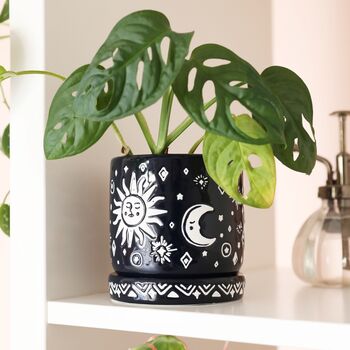 Midnight Blue Sun And Moon Planter And Tray, 6 of 6