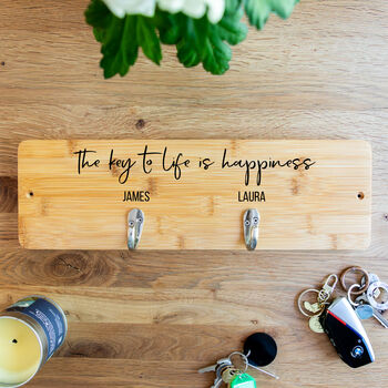 Personalised Key Hook The Key To Life Is Happiness, 5 of 5