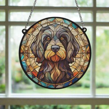 Cockapoo Black Stained Glass Effect Suncatcher, 5 of 6