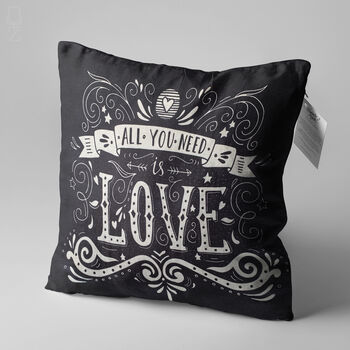 All You Need Is Love Cushion Cover With Black And White, 3 of 7