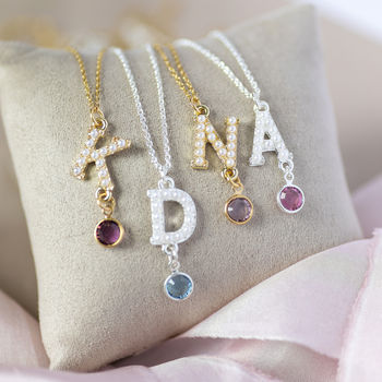 Pearl Alphabet Necklace With Birthstone Detail, 7 of 12