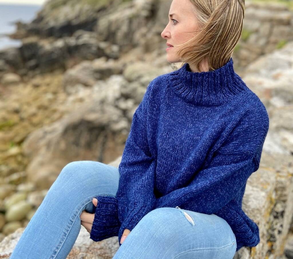 The Coco Wool And Organic Cotton Sweater In Navy Blue, 1 of 4