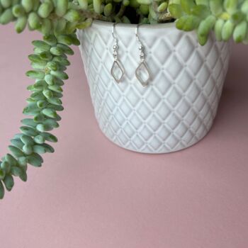 Outline Leaf Drop Earrings In Silver, 2 of 4