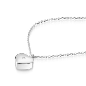 Diamond Set Heart Urn Necklace 925 Silver, 3 of 5