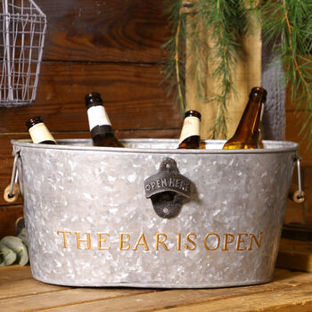 'The Bar Is Open' Ice Bucket Bottle Cooler, 3 of 11