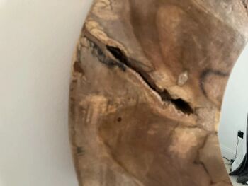 50cm Handcrafted Teak Root Tree Slice Mirror, 4 of 9