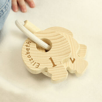 Personalised Wooden Baby Key Toy, 5 of 5