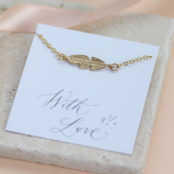 Personalised Gold Plated Feather Bracelet, 2 of 9