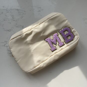 Personalised Medium Nylon Pouch Patch Toiletry Makeup Cosmetic Bag, 2 of 2