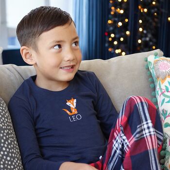 Personalised Embroidered Christmas Nordic Fox Pyjamas, 5 of 12