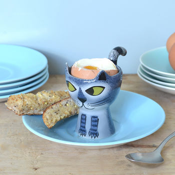 Grey Tabby Cat Egg Cup, 3 of 3