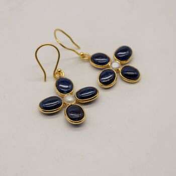 Blue Sapphire And Pearl Sterling Silver Earrings, 2 of 6