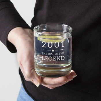 Personalised Engraved Year Of The Legend Mens Whiskey Glass, 2 of 5