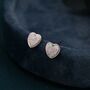 White Opal Heart Stud Earrings In Sterling Silver, thumbnail 4 of 11