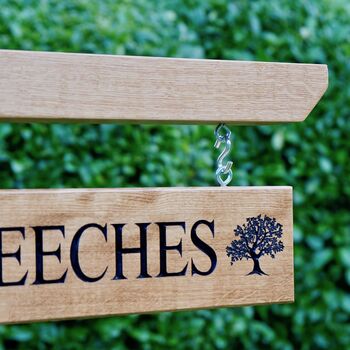 Engraved Oak Hanging Sign With Post, 2 of 4