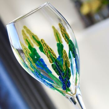 Yellow Muscari Hand Painted Wine Glass, 3 of 8