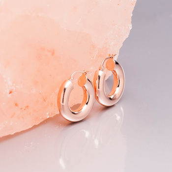 Thick Hoop Earrings In Gold Plate Or Silver, 4 of 11