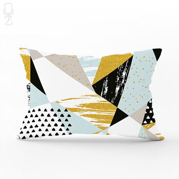 Mint And Black Abstract Cushion, Gold Effect Printed Modern Pattern, 3 of 7