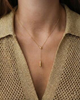 18k Gold Plated Adjustable Lariat Drop Necklace, 3 of 4